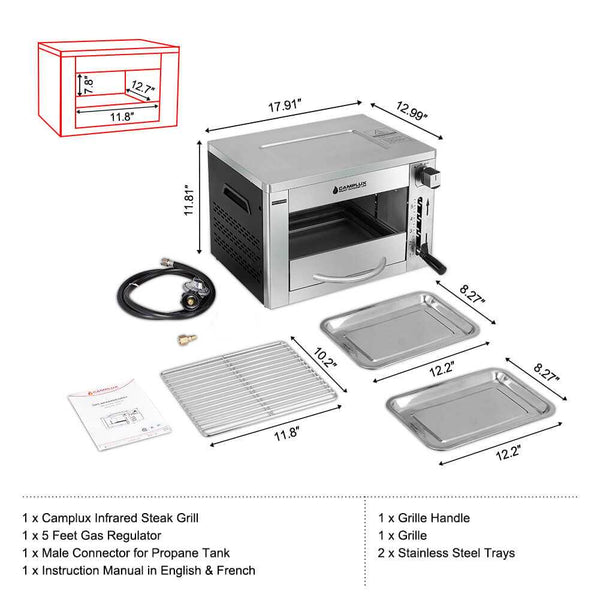 Propane Infrared Steak Grill BBQ Stainless Steel Single Burner