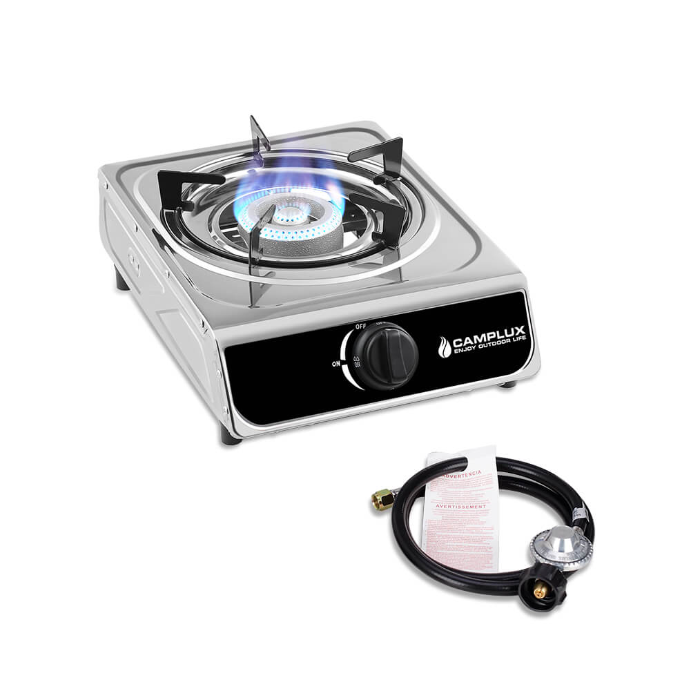Camplux Single Burner Propane Stove 9,800 BTU, Stainless Steel Portable Gas Stoves