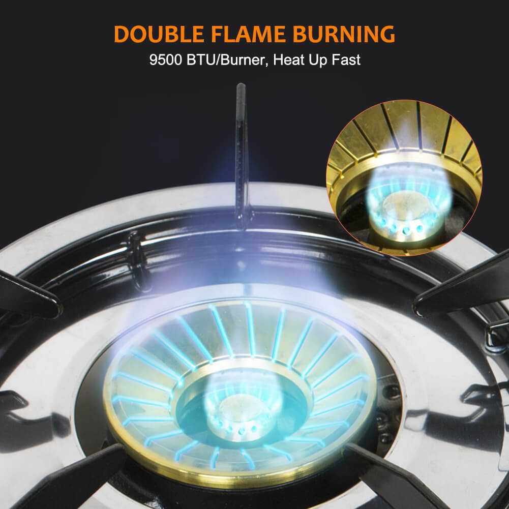 Propane Gas Double Burner Stove Marble Print Tempered Glass – R