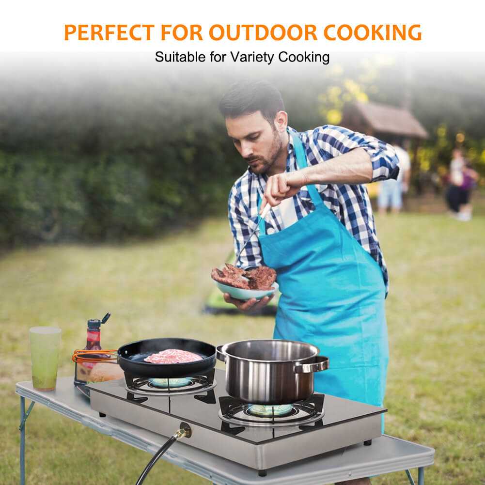 Double Burner Stove Outdoor Indoor Tempered Glass Gas Propane Stove Cooktop  Commercial Whirlwind Burner Camp Cooking