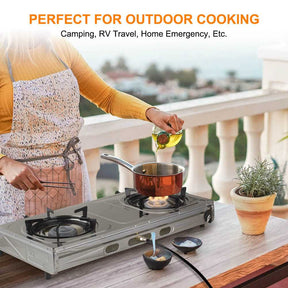 kochplatte gas camping Camplux 2 Brenner 19.600 BTU Outdoor-Gasherd mit automatischer Zündung